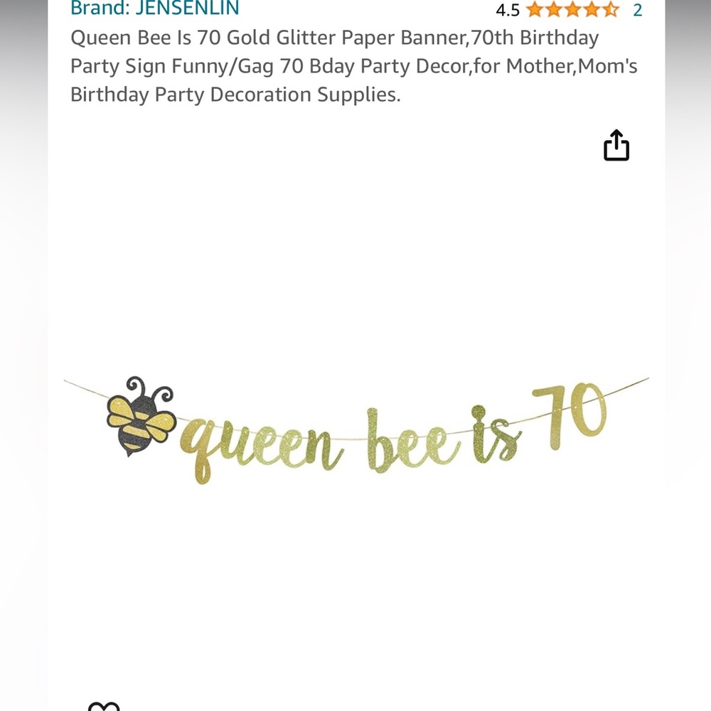 Queen Bee is 70 sign